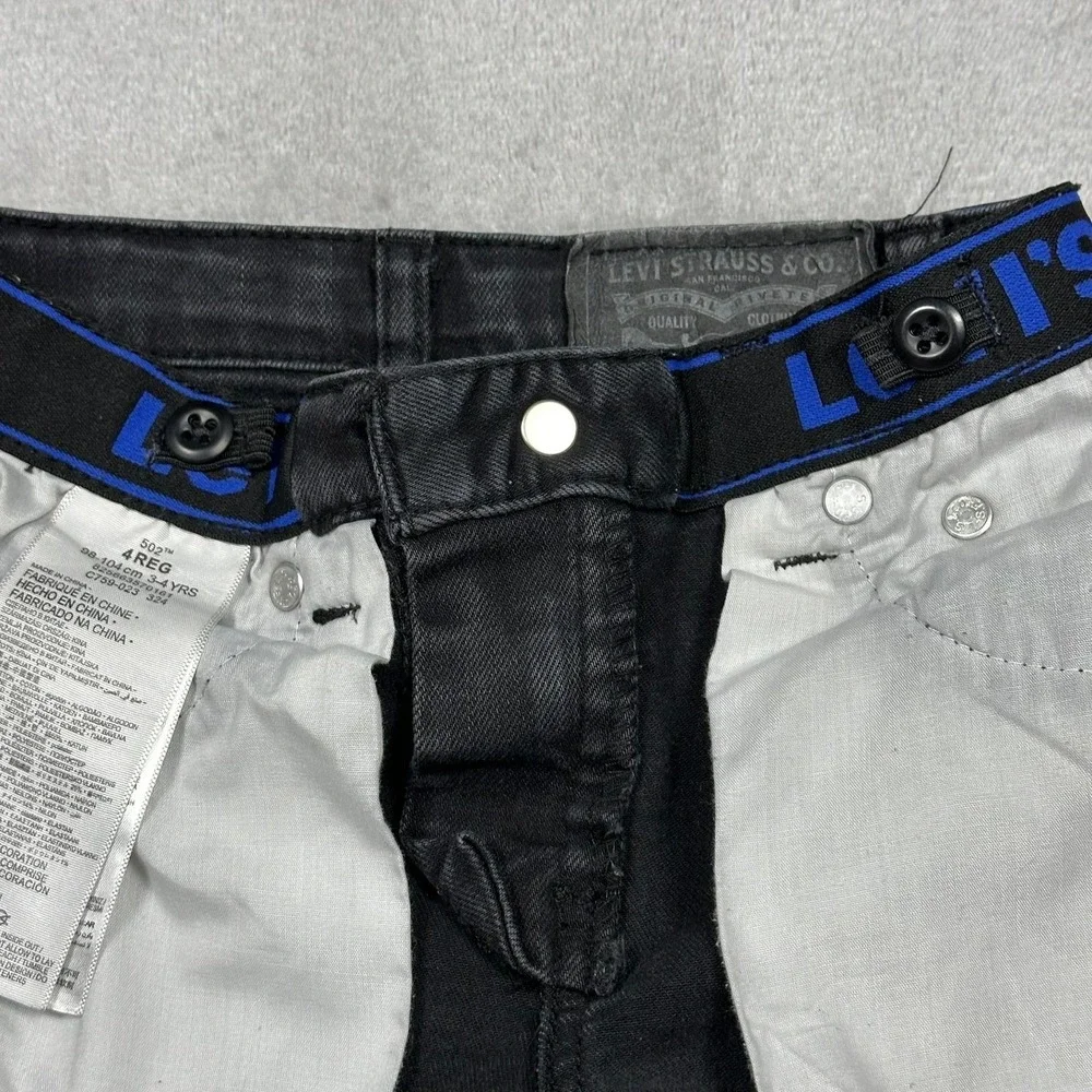 Levi's Boys 502 Taper Fit Black Wash Jeans Kids Denim Pants Red Tab Classic